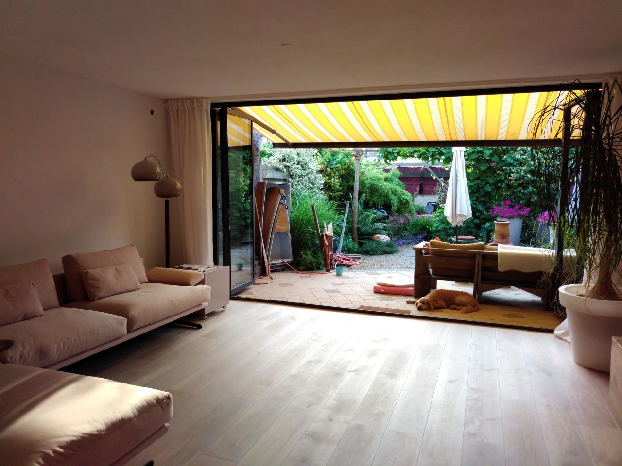 Woonkamer en tuin